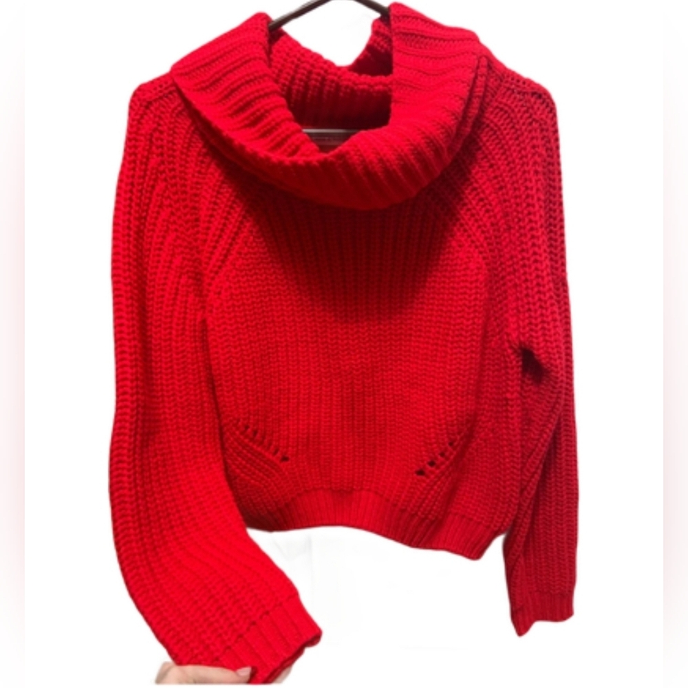 moon & madison Vibrant Red Cowl Neck Sweater